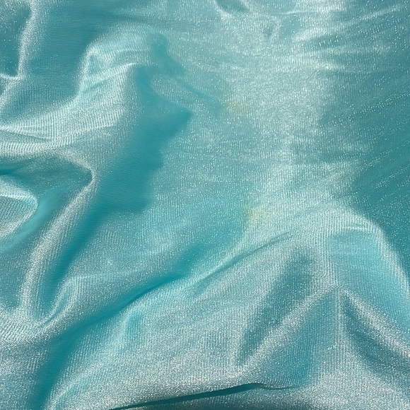 Big Girls Vintage 16 1/2 Aqua Blue Nylon One Piece Pantsuit - Picture 7 of 13